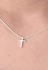 small delightful silver polished cross necklace for kids